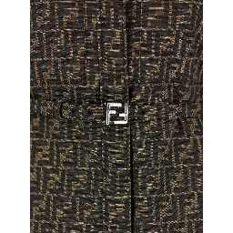 Jacket with FF All-Over Motif in Cotton Blend Brown Woman