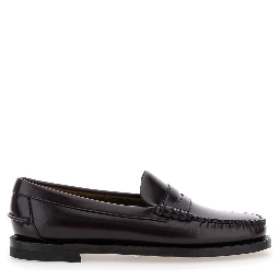 Loafers Dan Bordeaux with Round Toe in Leather for Women