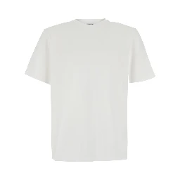 White crew neck T-shirt in cotton jersey for men