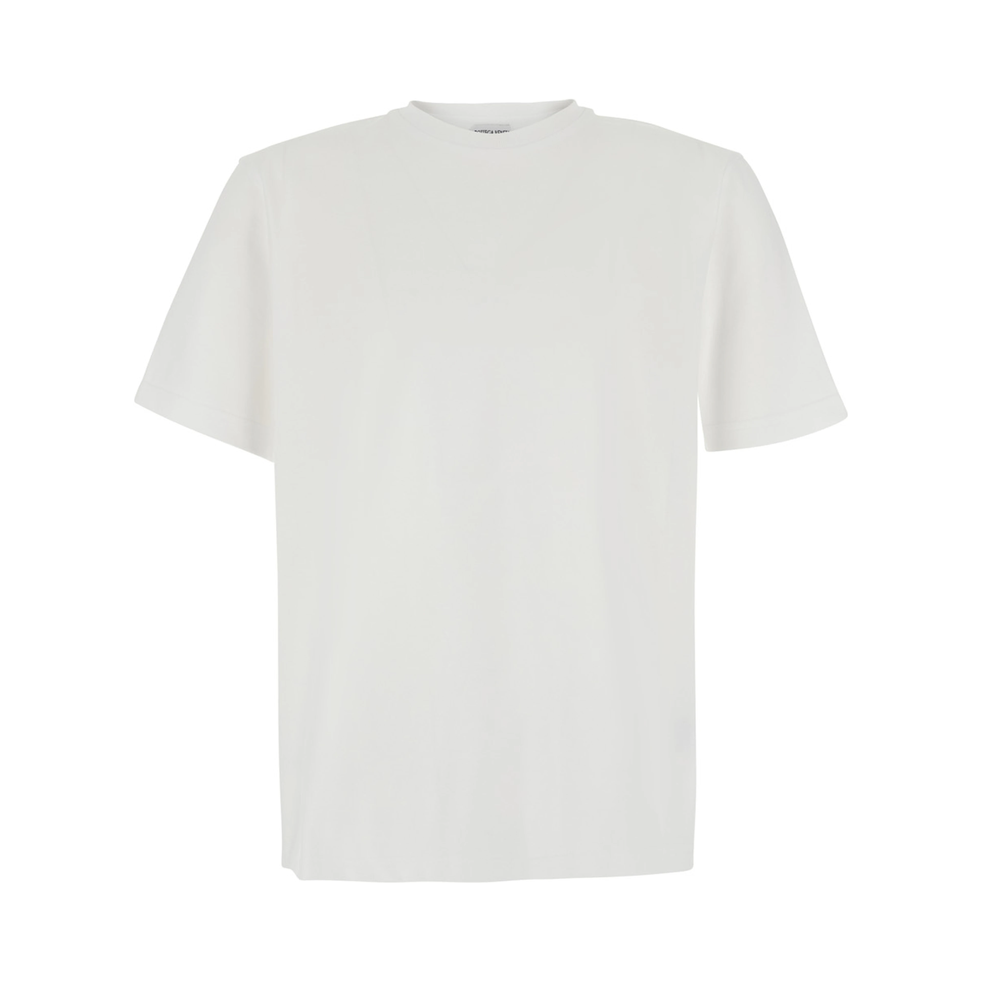 White crew neck T-shirt in cotton jersey for men