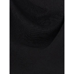 Black Short dress with round neck and cut-out on the shoulders in silk blend for women