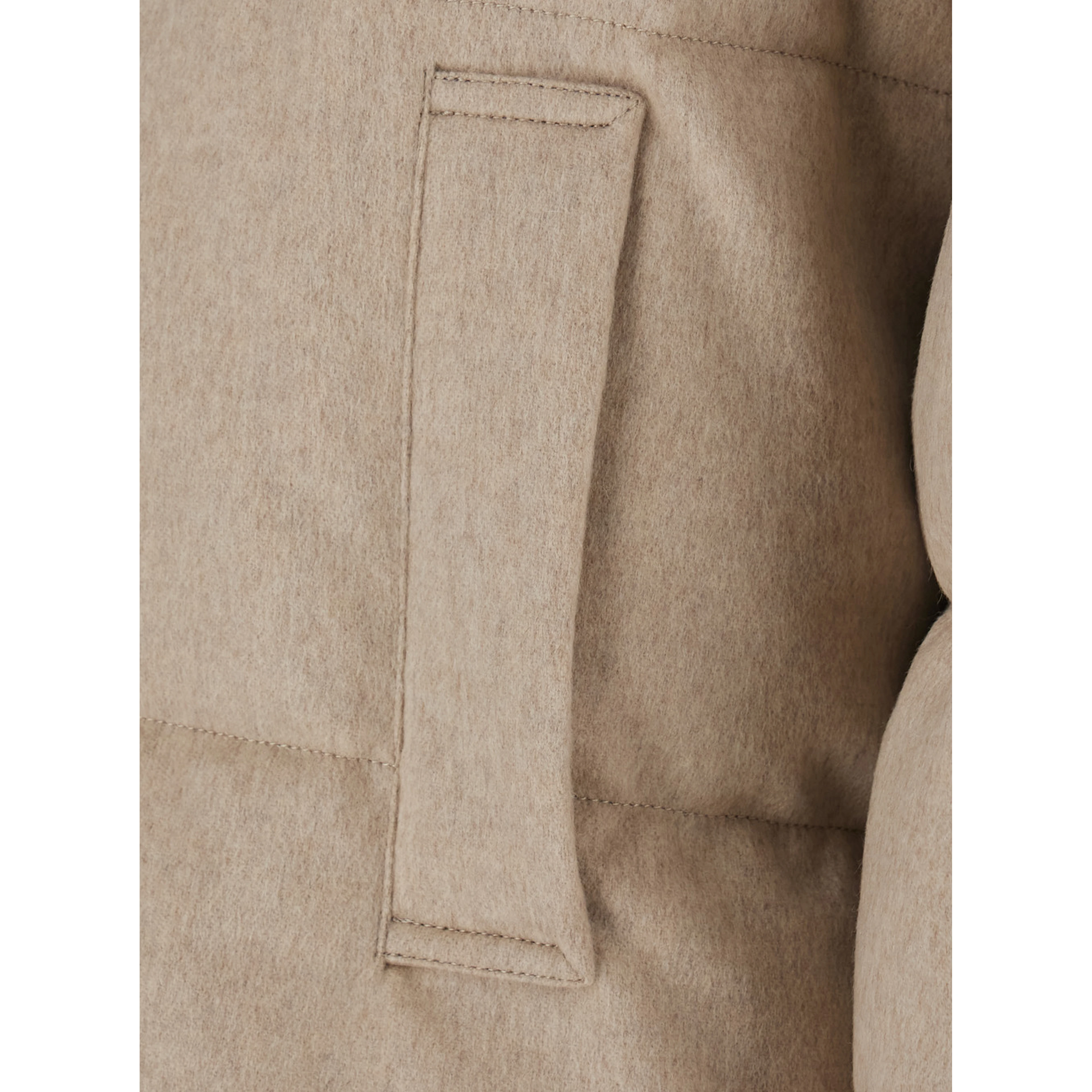 DIVINA Beige Down jacket with high collar and reversible design in cashmere and Tech Fabric for women
