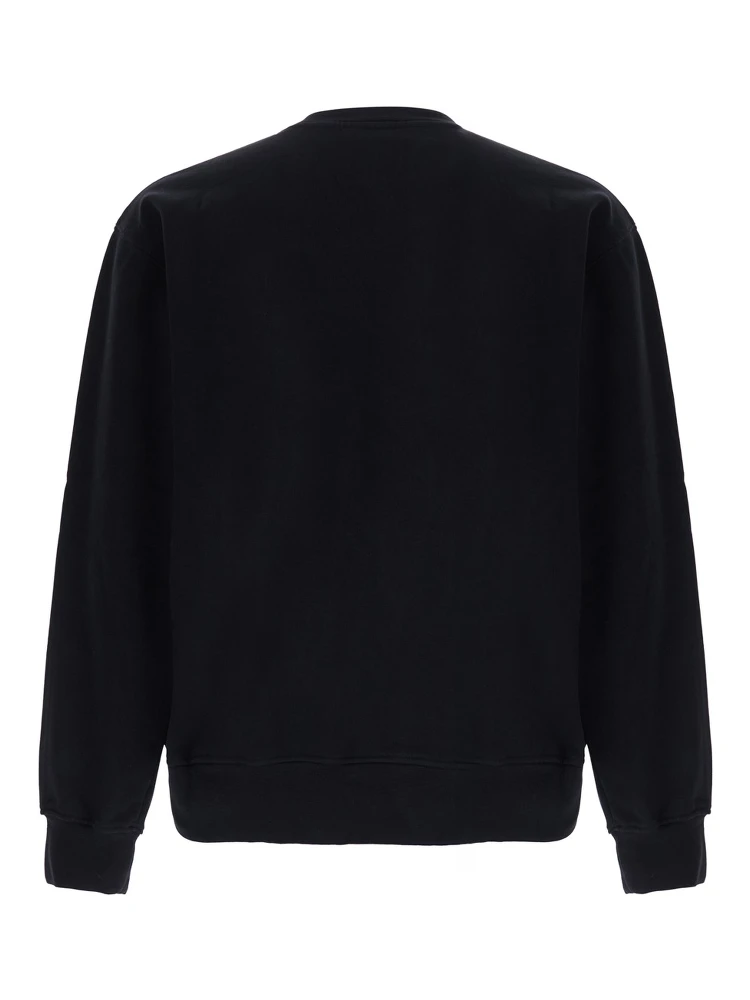 Black Crew-Neck Sweatshirt with Logo Lettering on the Front in Cotton for Men alternative