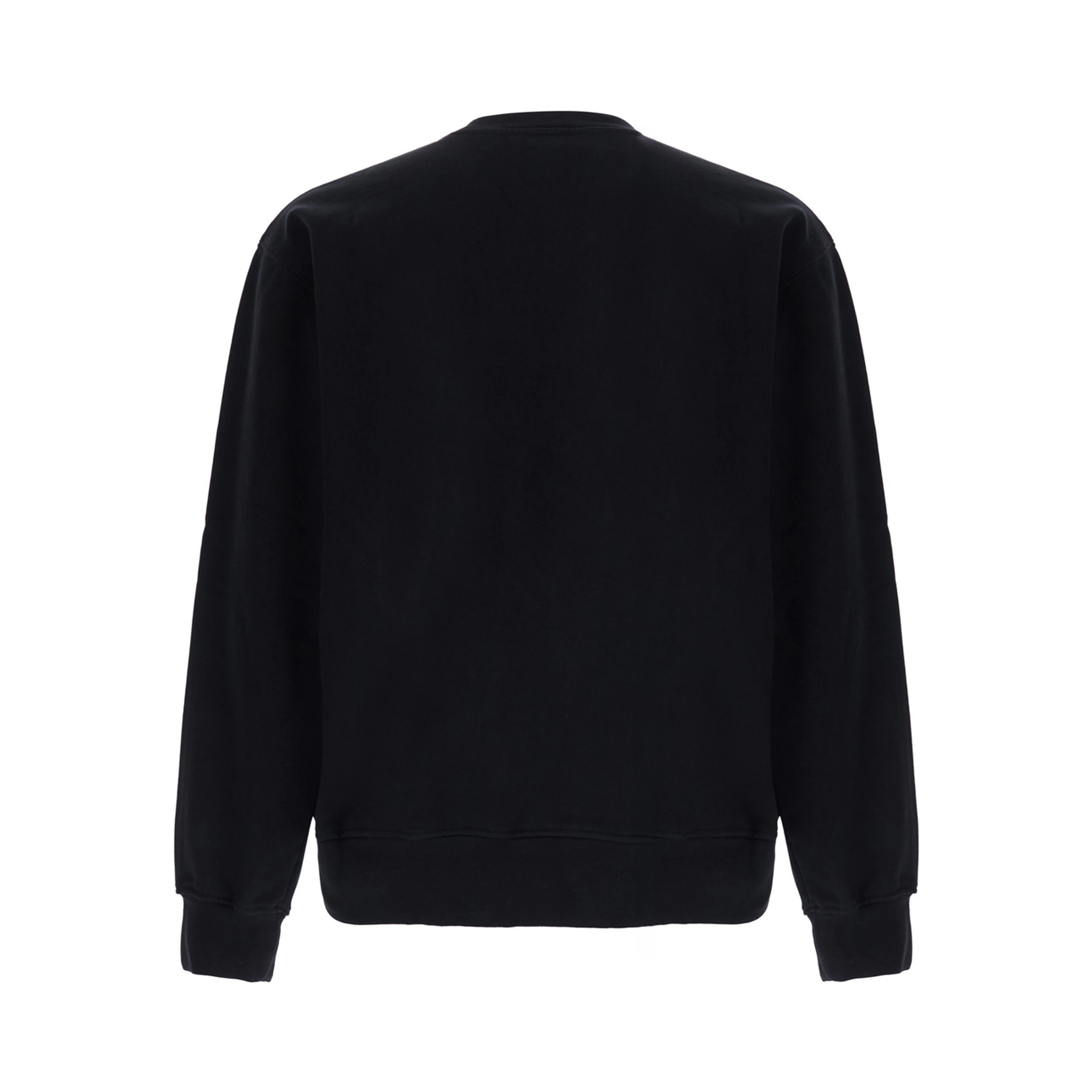 Black Crew-Neck Sweatshirt with Logo Lettering on the Front in Cotton for Men