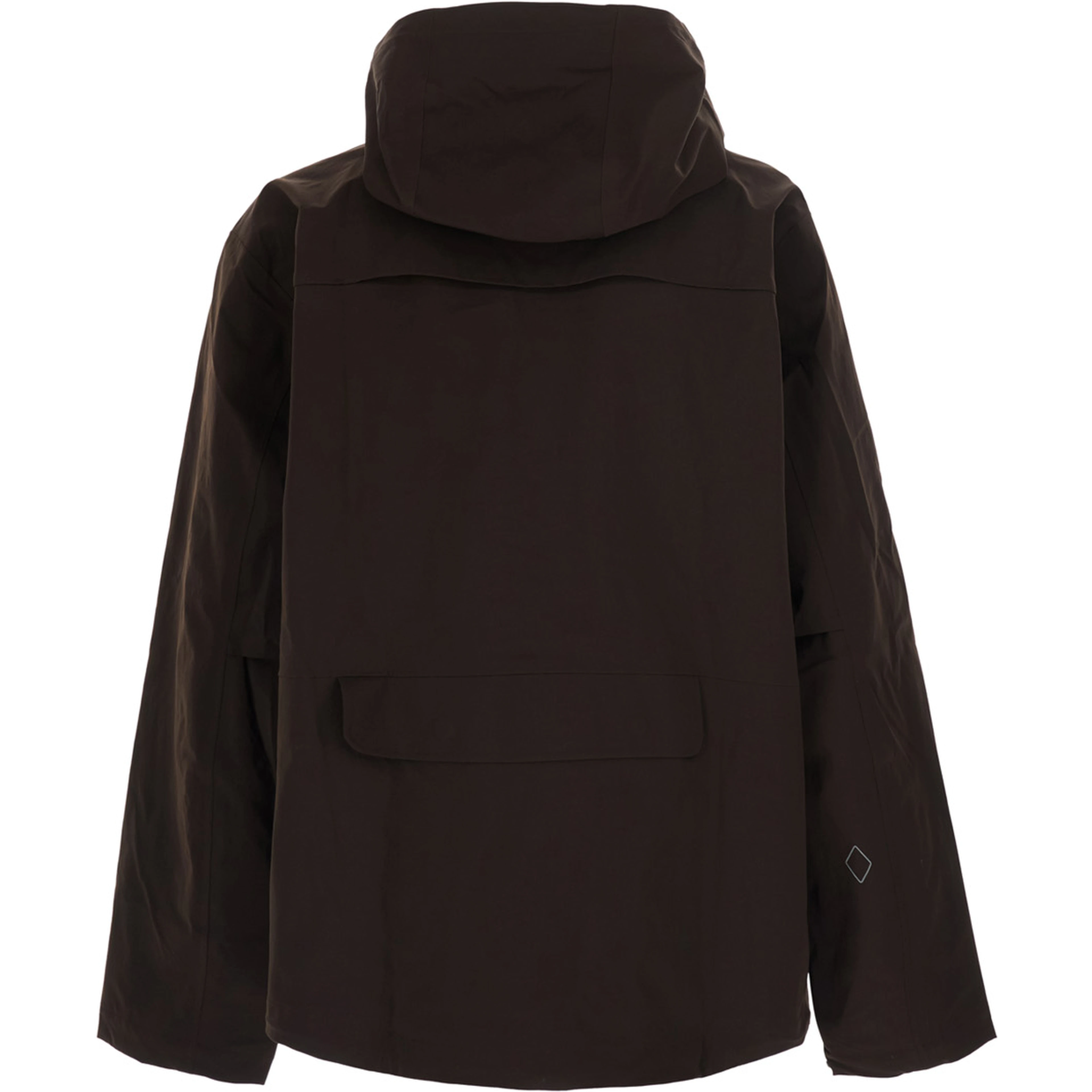 Brown Hooded Jacket with Drawstring Hood and Logo lettering on the Front in Tech Fabric Men