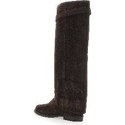brown Boot with cuff and padlock detail in suede woman