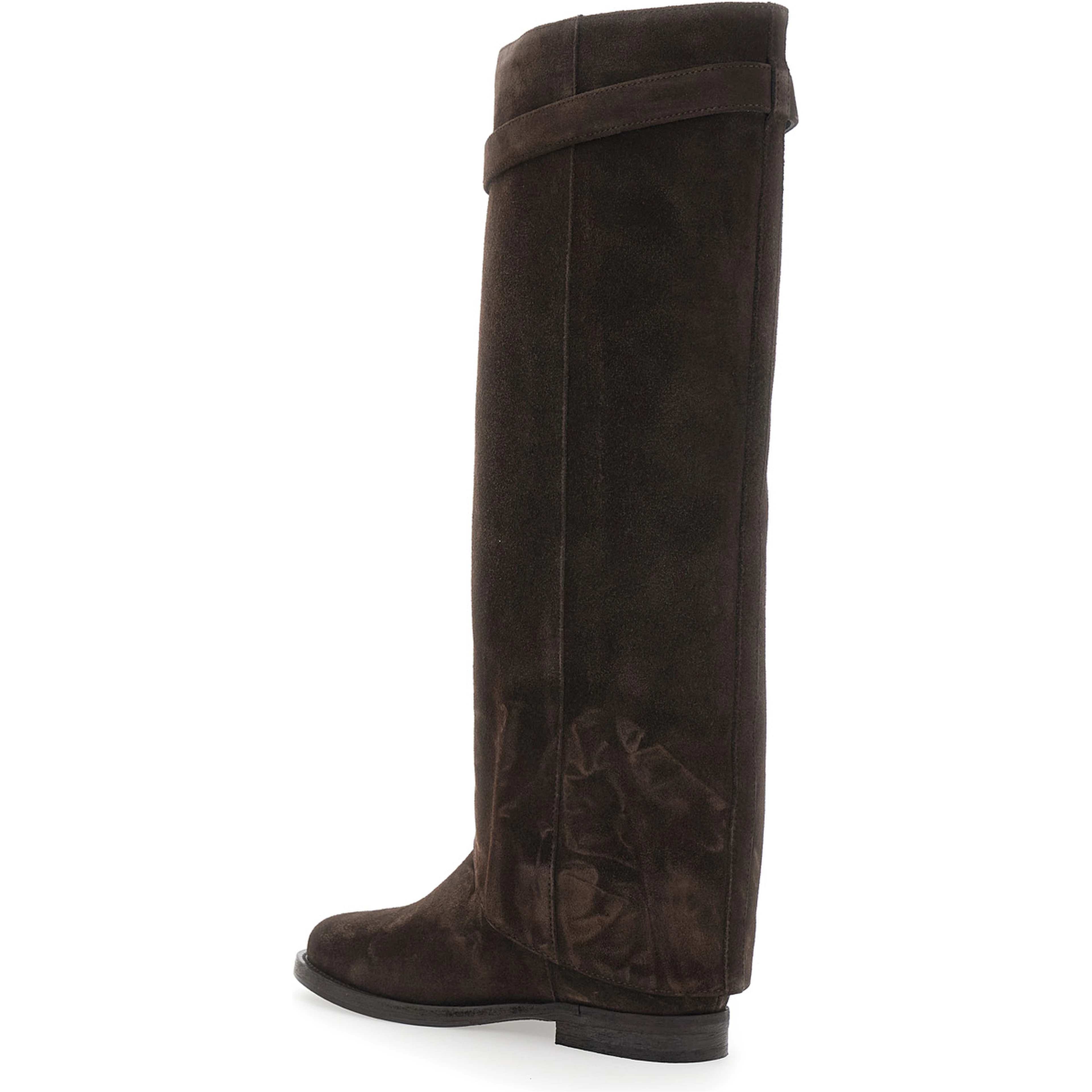brown Boot with cuff and padlock detail in suede woman