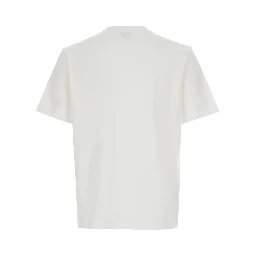White crew neck T-shirt in cotton jersey for men