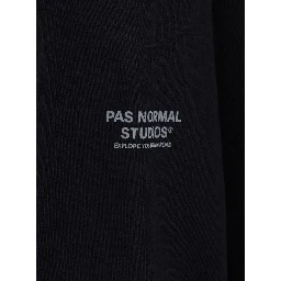 Black Crew-Neck Sweatshirt with Logo Lettering on the Front in Cotton for Men