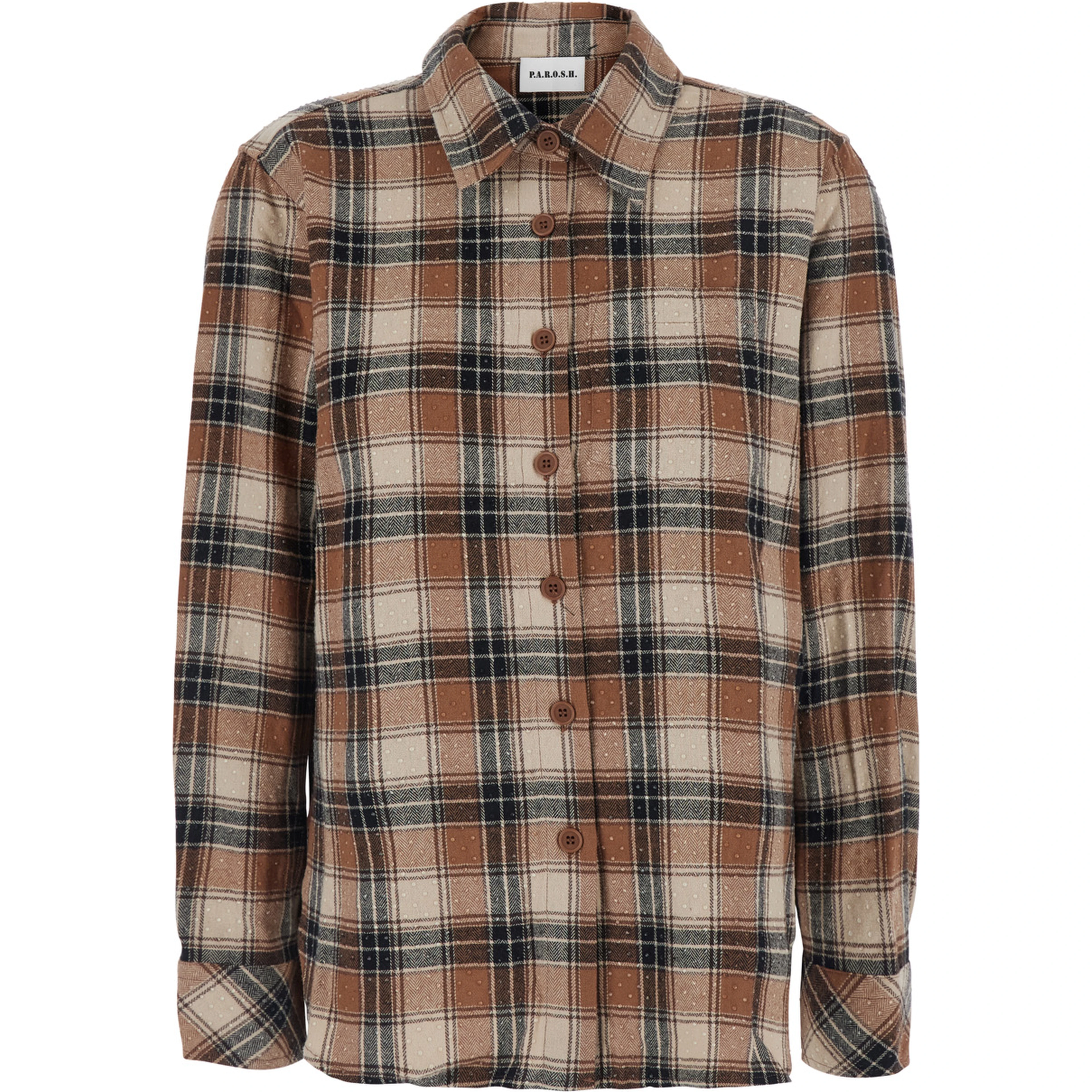 COWBOY Shirt with collar and long sleeves in beige cotton for women