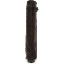 brown Boot with cuff and padlock detail in suede woman