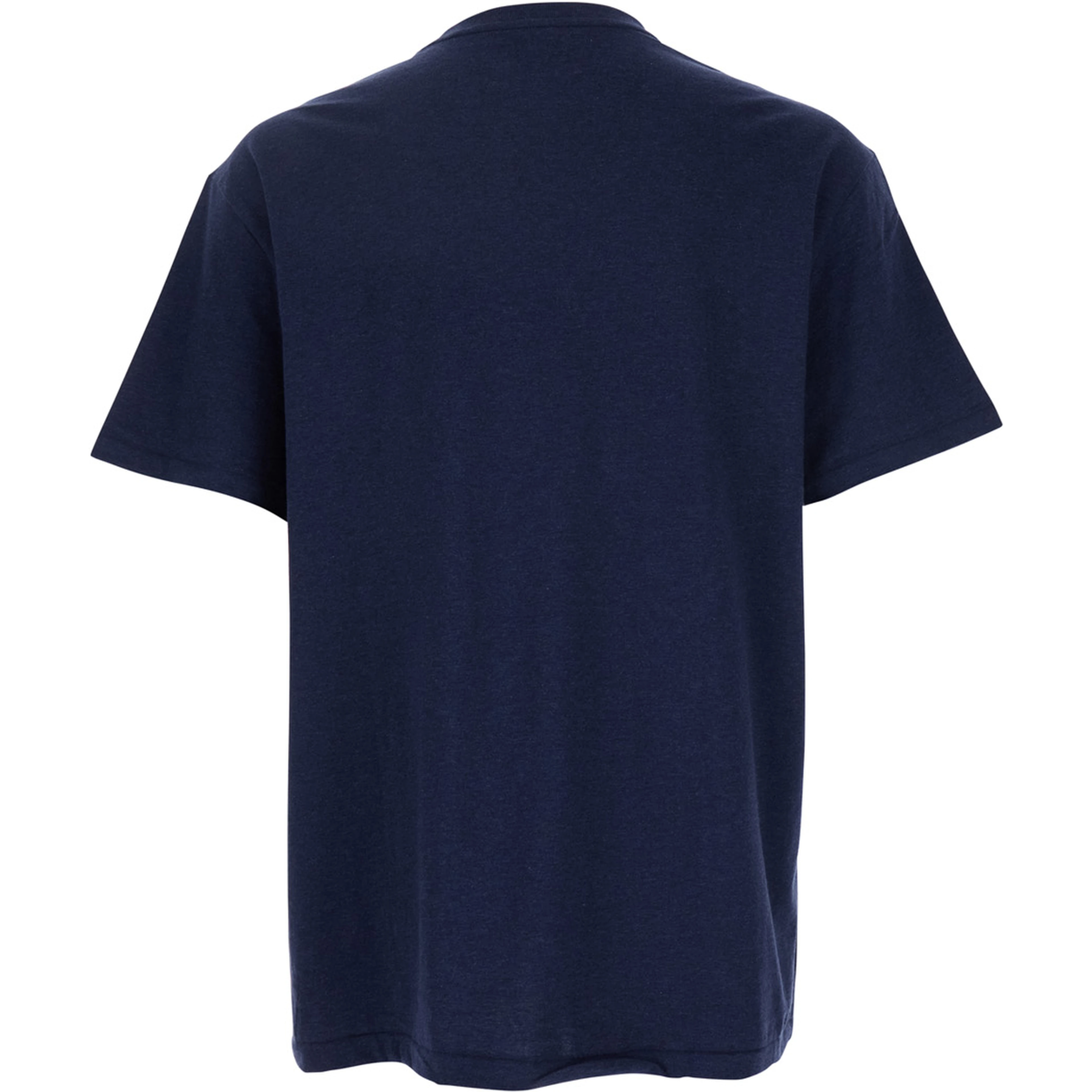 Crew Neck T-Shirt with Pony Detail on the Front in Blue Cotton for Men