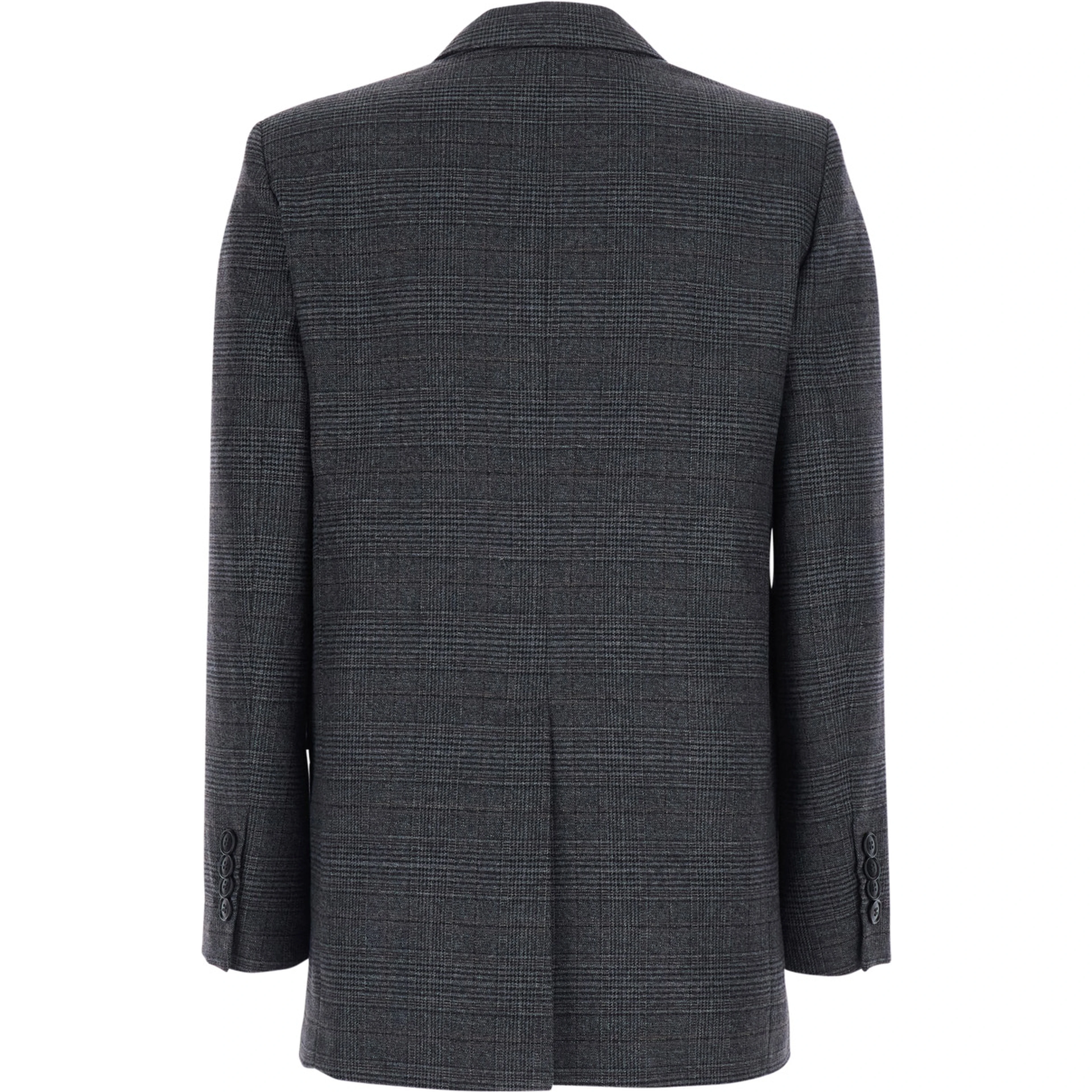 Grey Double-breasted jacket with peak revers and check motif all-over in wool blend for women