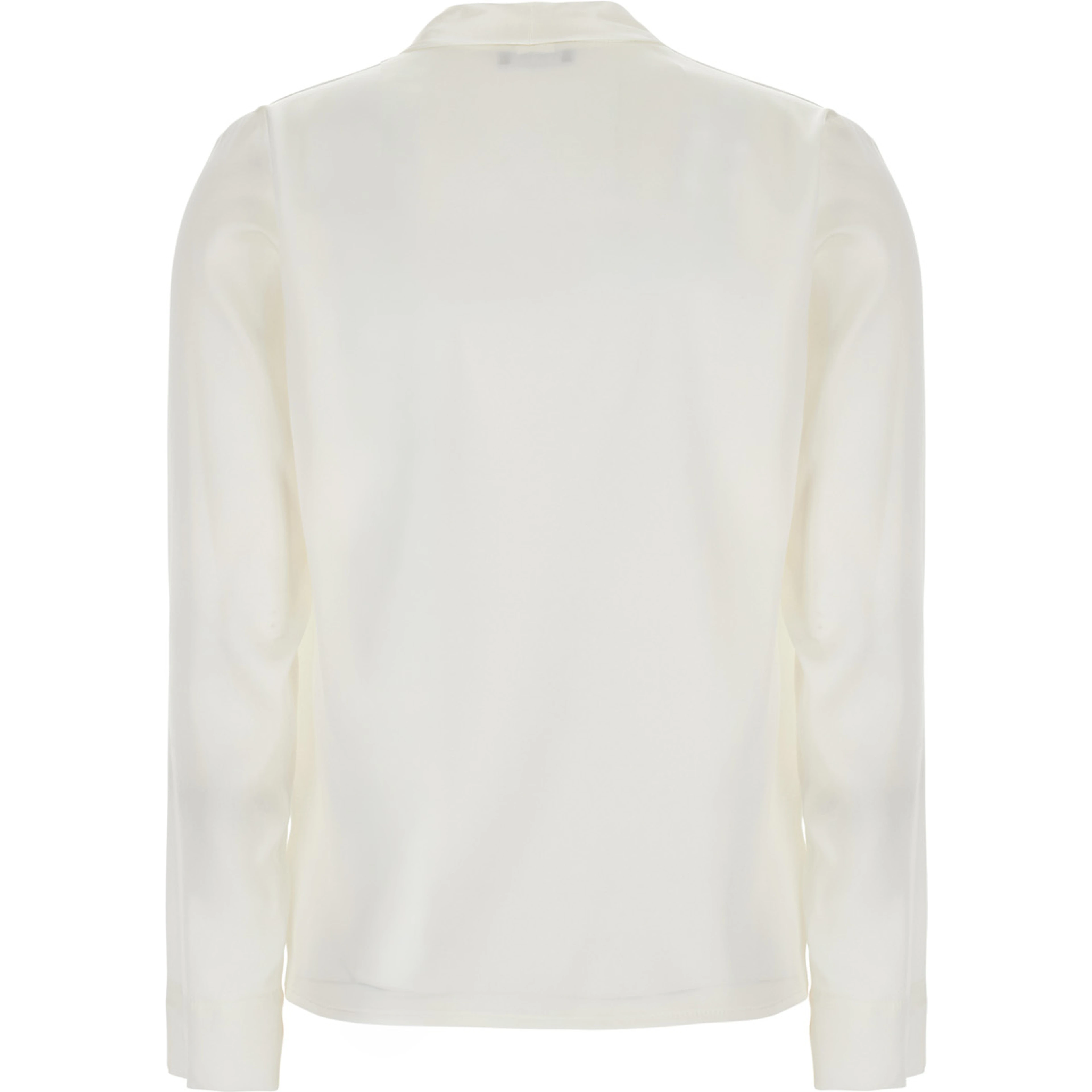 Georgette blouse with long sleeves and collar, in white for women