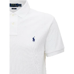 White T-Shirt Custom Fit with Embroidered Logo on the Front in Cotton Men