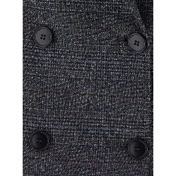 Grey Double-breasted jacket with peak revers and check motif all-over in wool blend for women