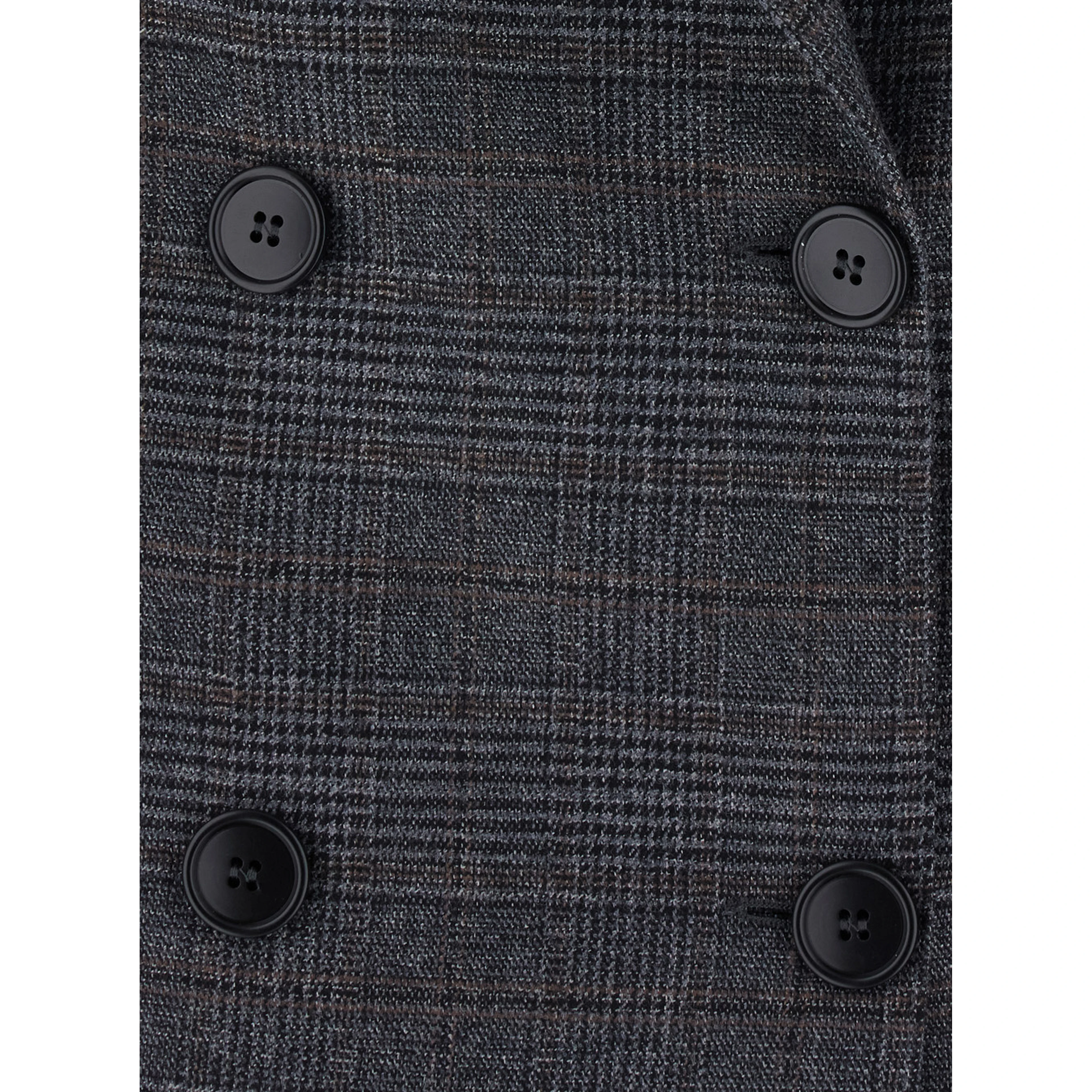 Grey Double-breasted jacket with peak revers and check motif all-over in wool blend for women