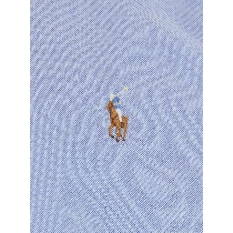 Shirt Slim Fit Oxford Light Blue with Button Down Collar and Embroidery on the Front in Cotton Men