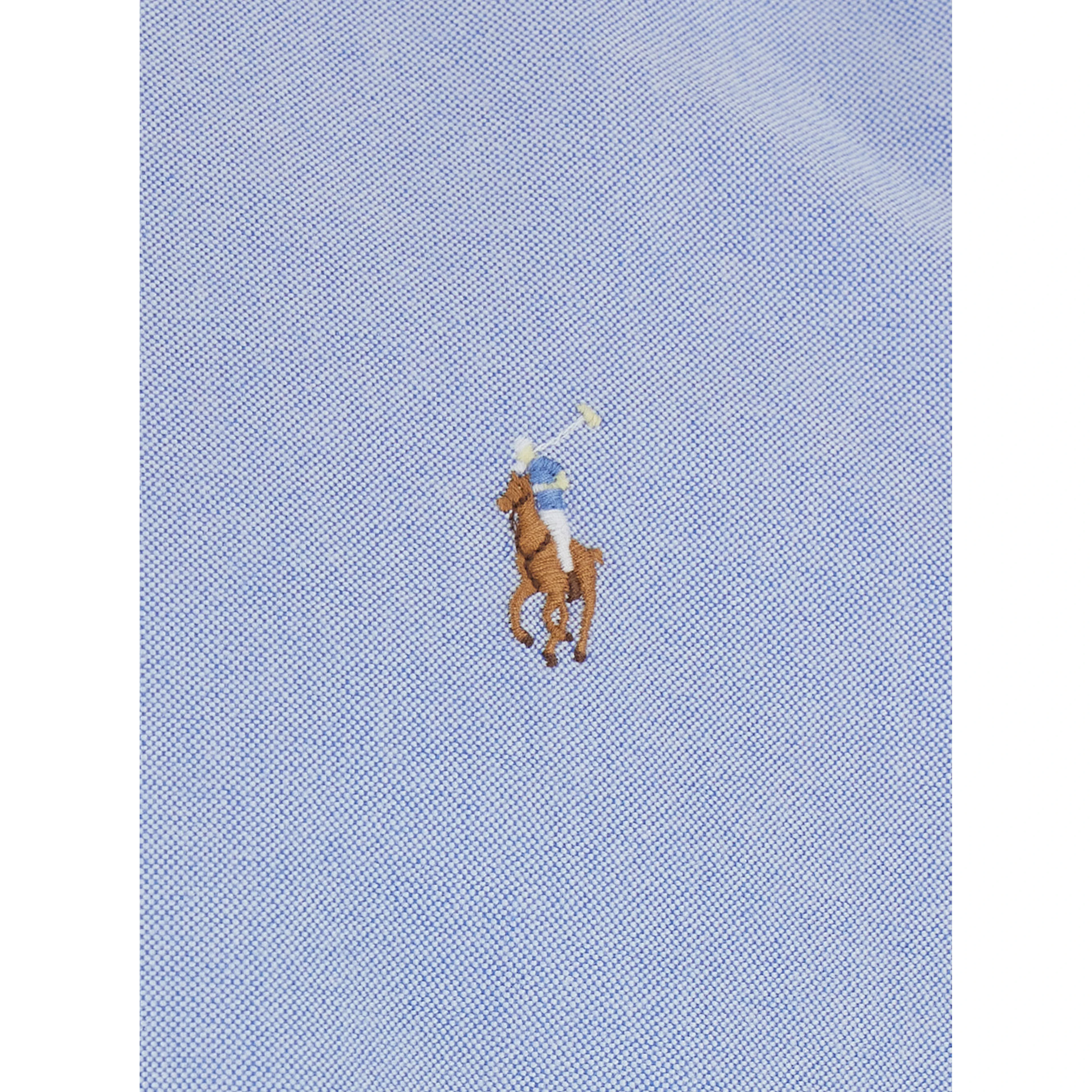 Shirt Slim Fit Oxford Light Blue with Button Down Collar and Embroidery on the Front in Cotton Men
