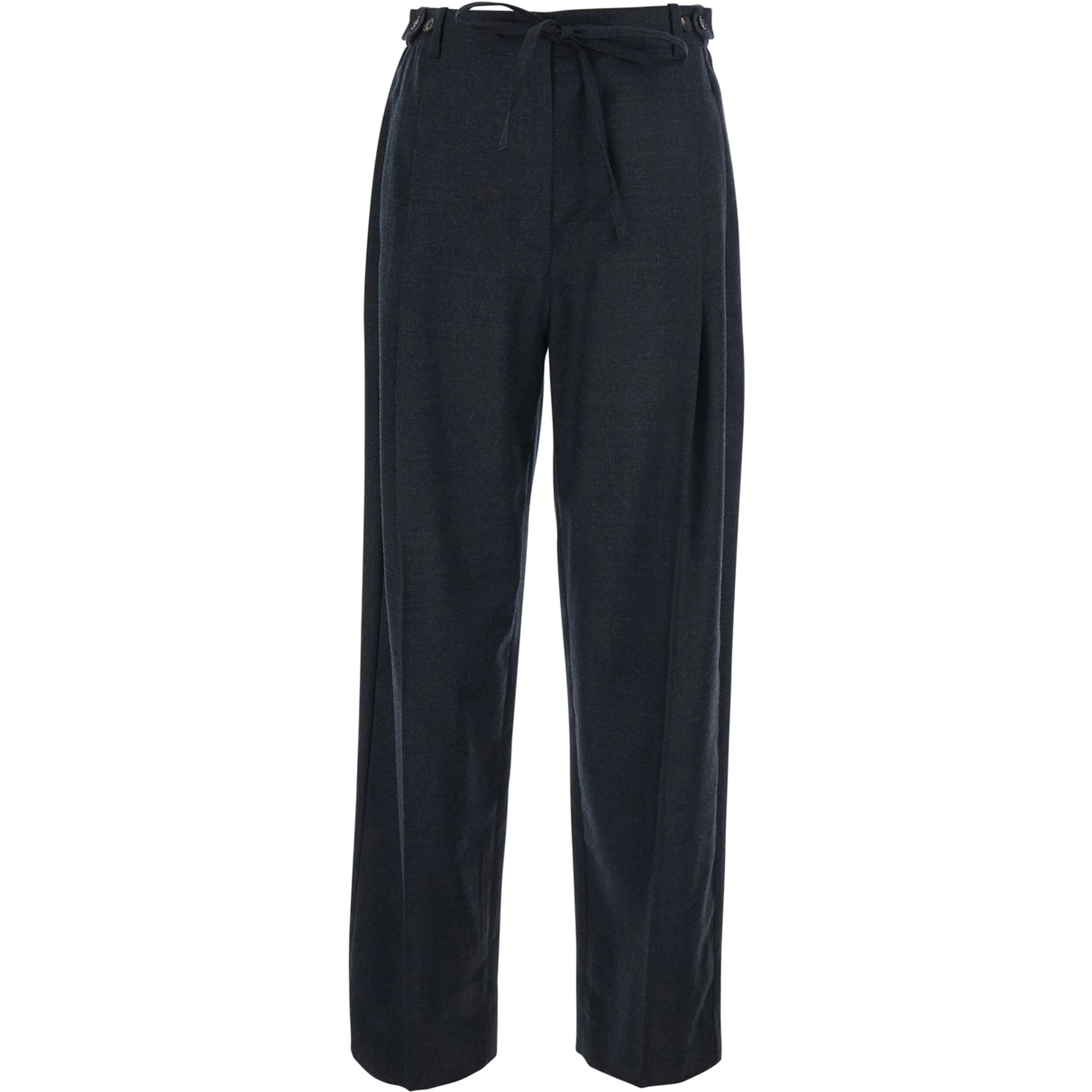 Fox Gray Pants with front drawstring and button closure on the side in blend wool for women