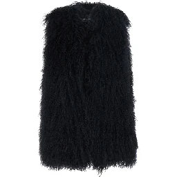 Black Fur Vest with Sleeveless Design in Fur for Women