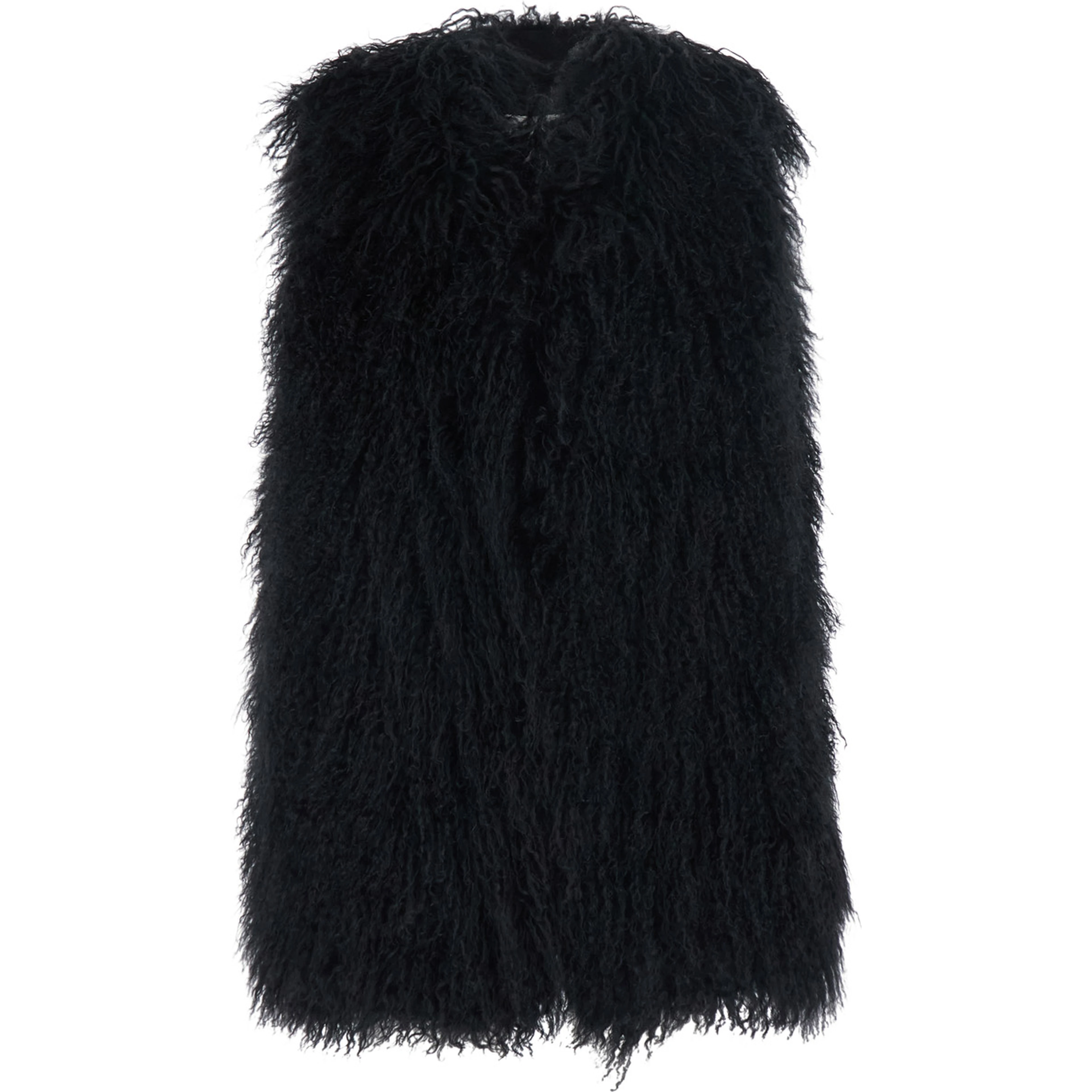 Black Fur Vest with Sleeveless Design in Fur for Women