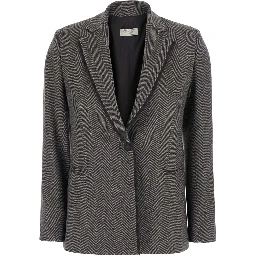 brown Jacket with Notched revers and long sleeves in fabric for women