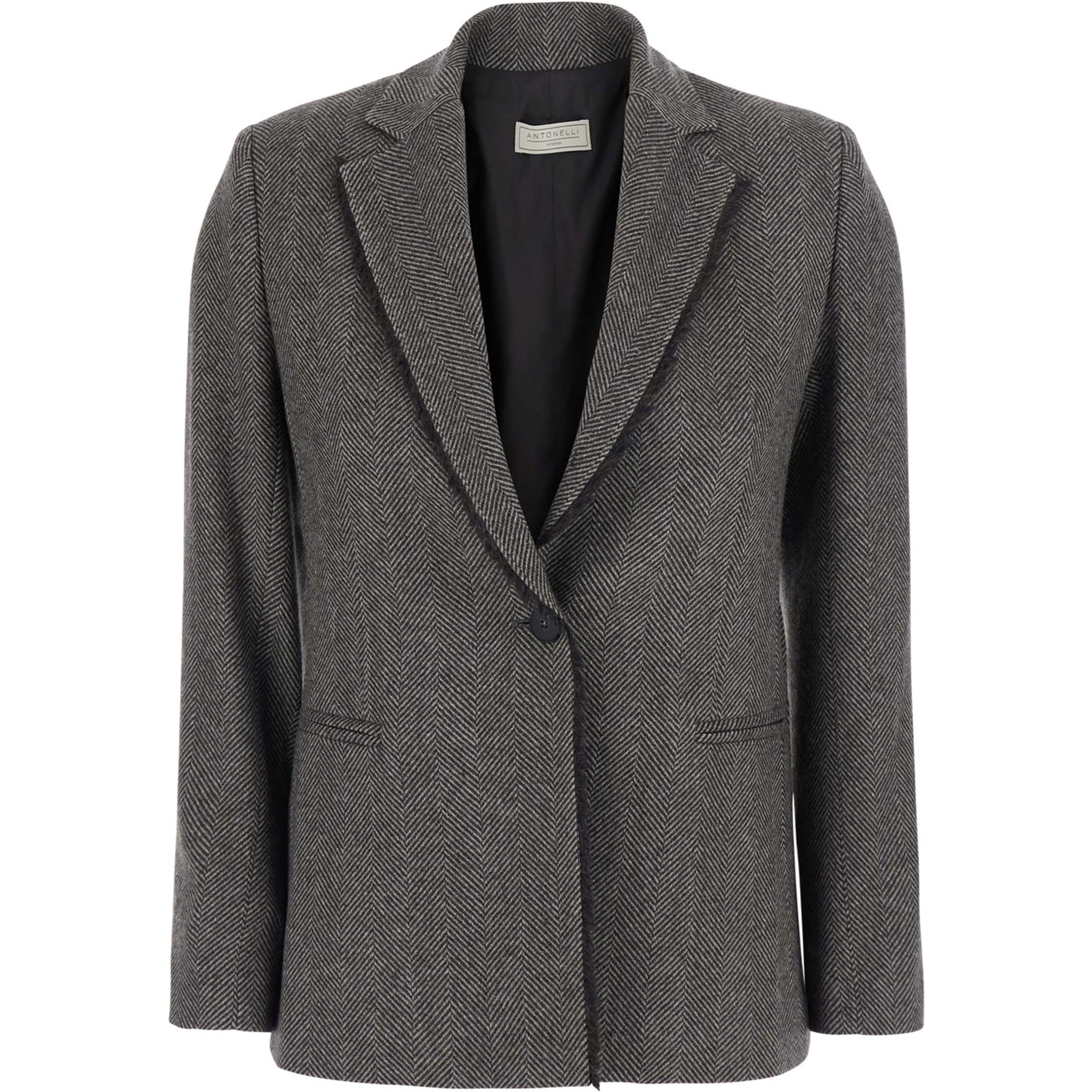 brown Jacket with Notched revers and long sleeves in fabric for women