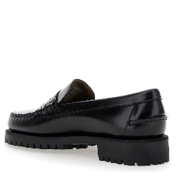 Loafers 7002IJ0902 Black with Round Toe and Chunky Sole in Leather Women