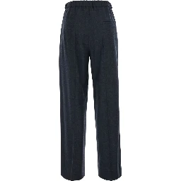 Fox Gray Pants with front drawstring and button closure on the side in blend wool for women