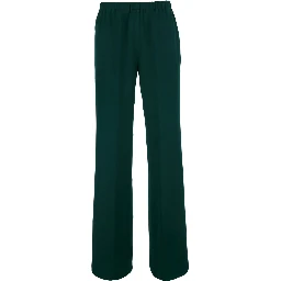 TIETE SATIN Pants with high waist and pockets in green for women