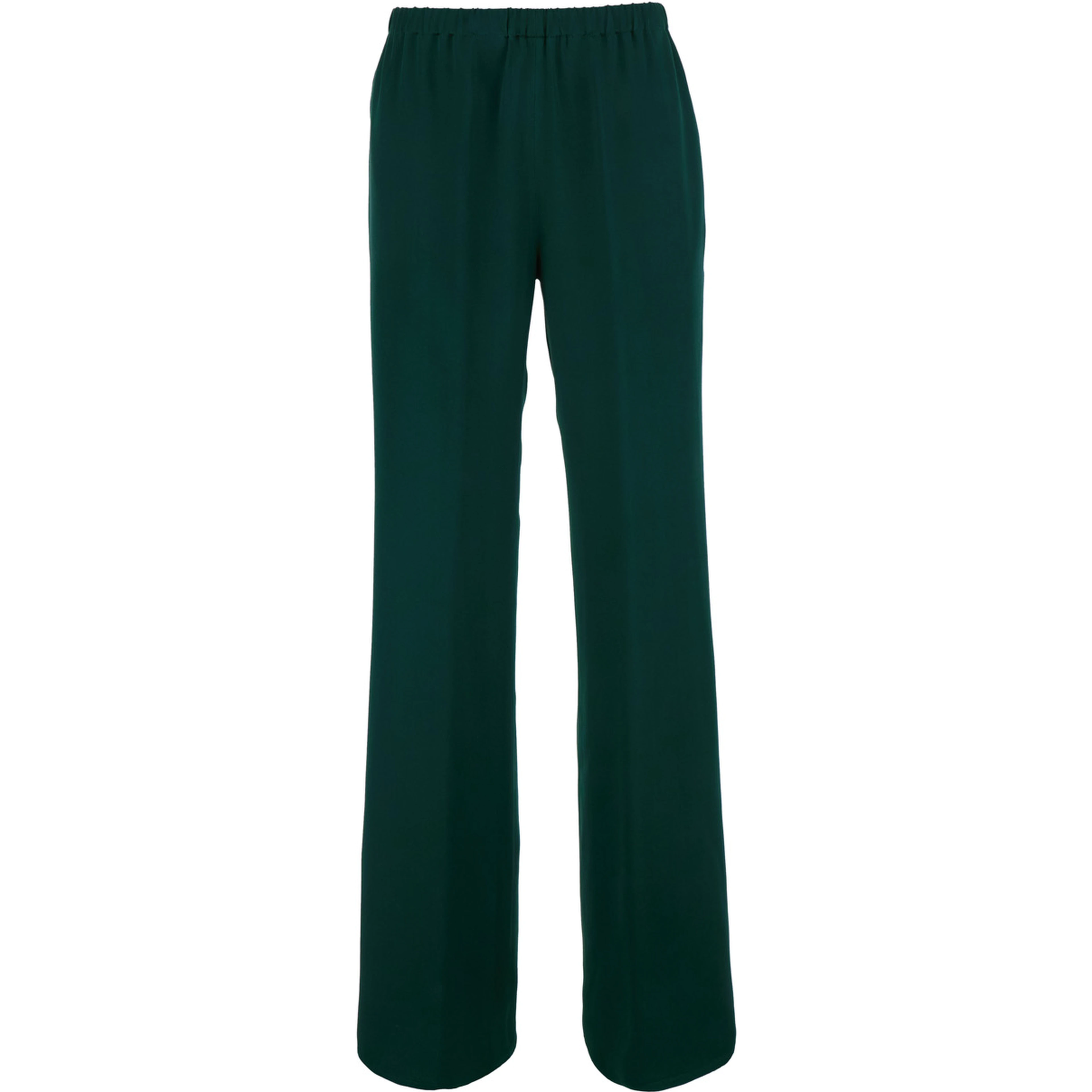 TIETE SATIN Pants with high waist and pockets in green for women