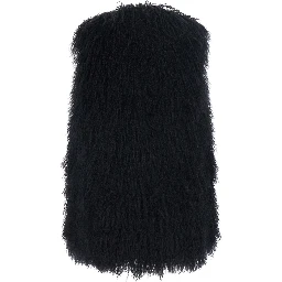 Black Fur Vest with Sleeveless Design in Fur for Women