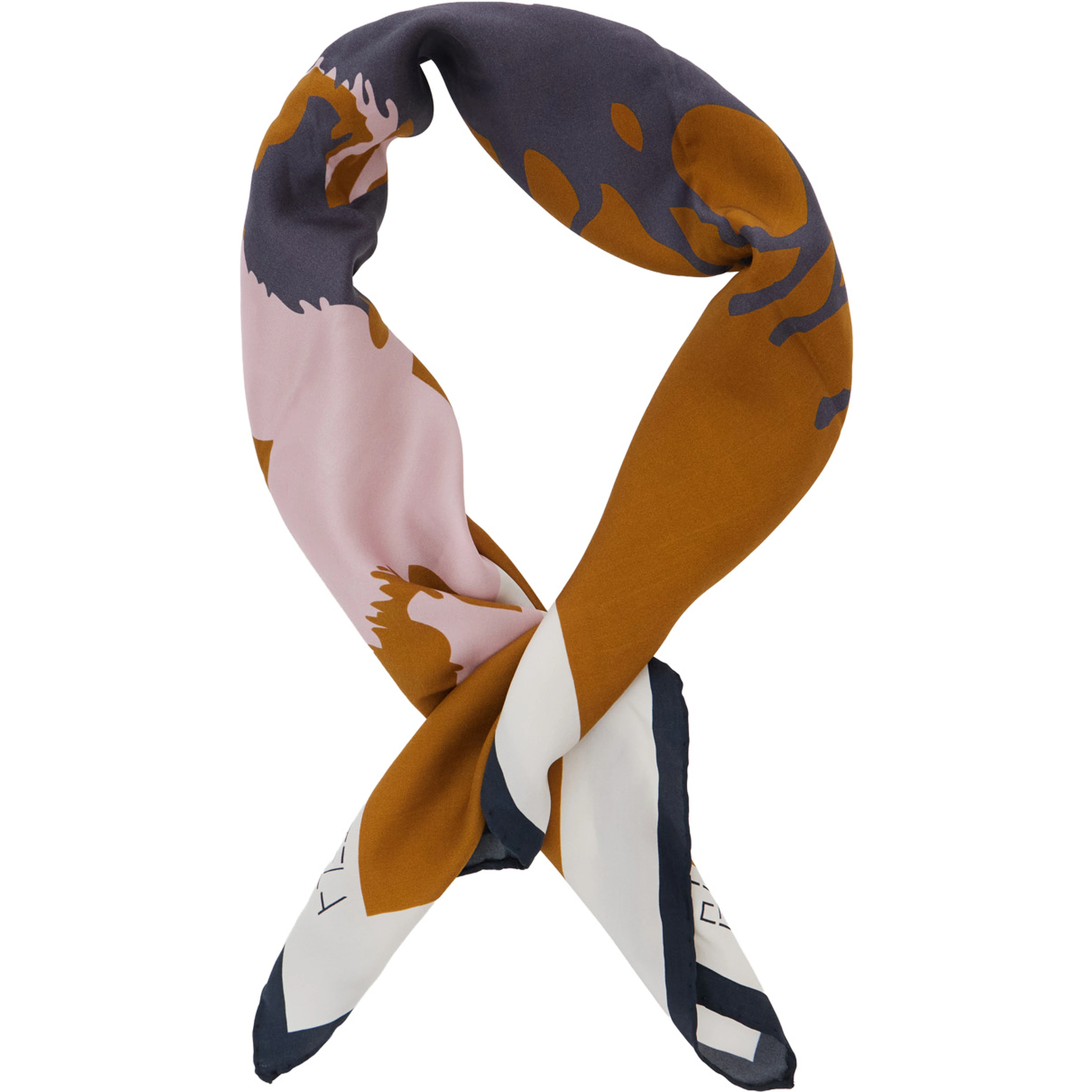 Multicolored scarf with horse patterns in fabric and unisex