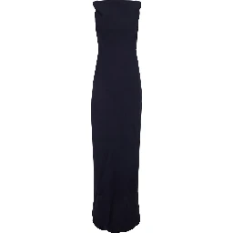 Mara Blue Long dress with Off-shoulder design in satin for women