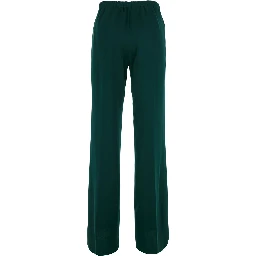 TIETE SATIN Pants with high waist and pockets in green for women