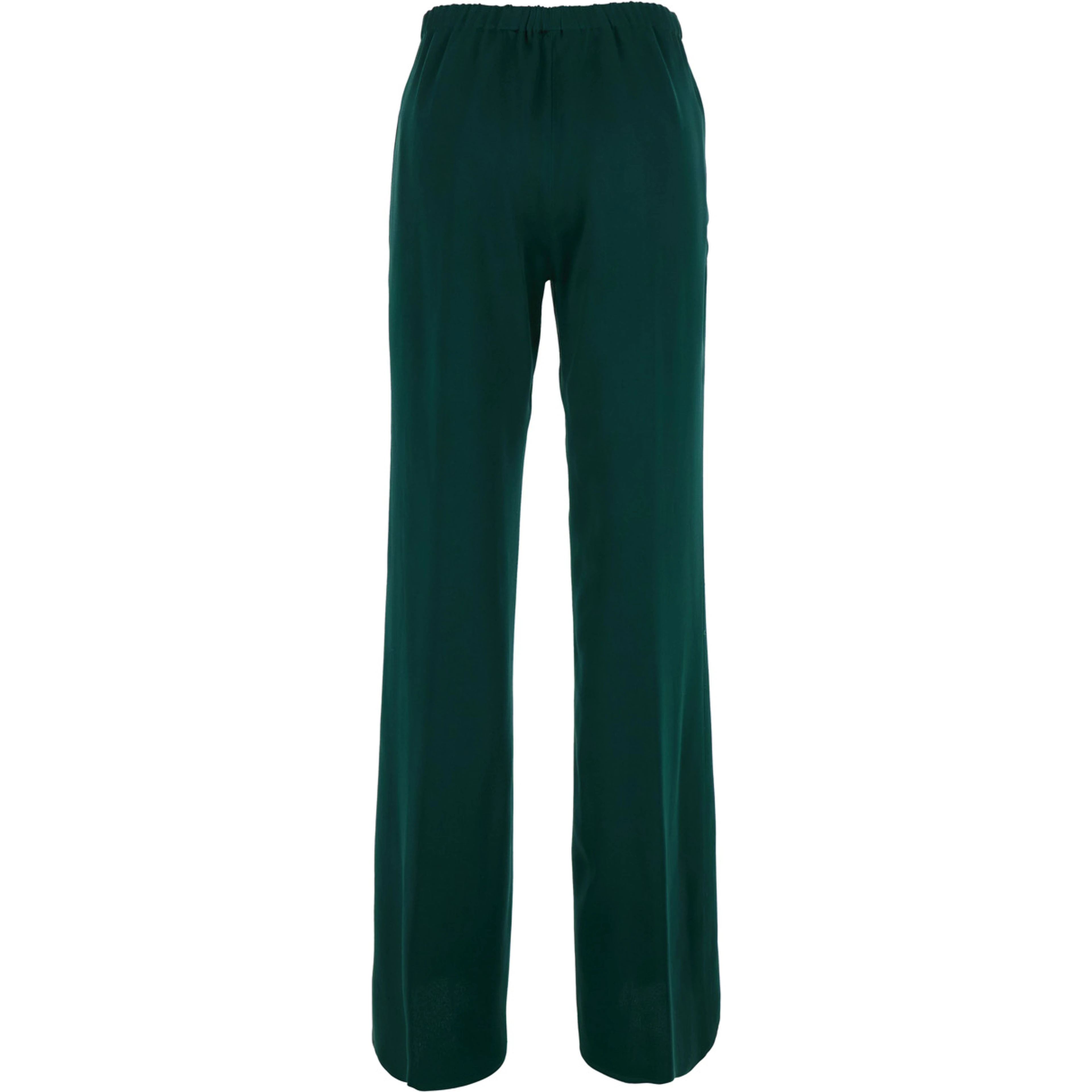 TIETE SATIN Pants with high waist and pockets in green for women