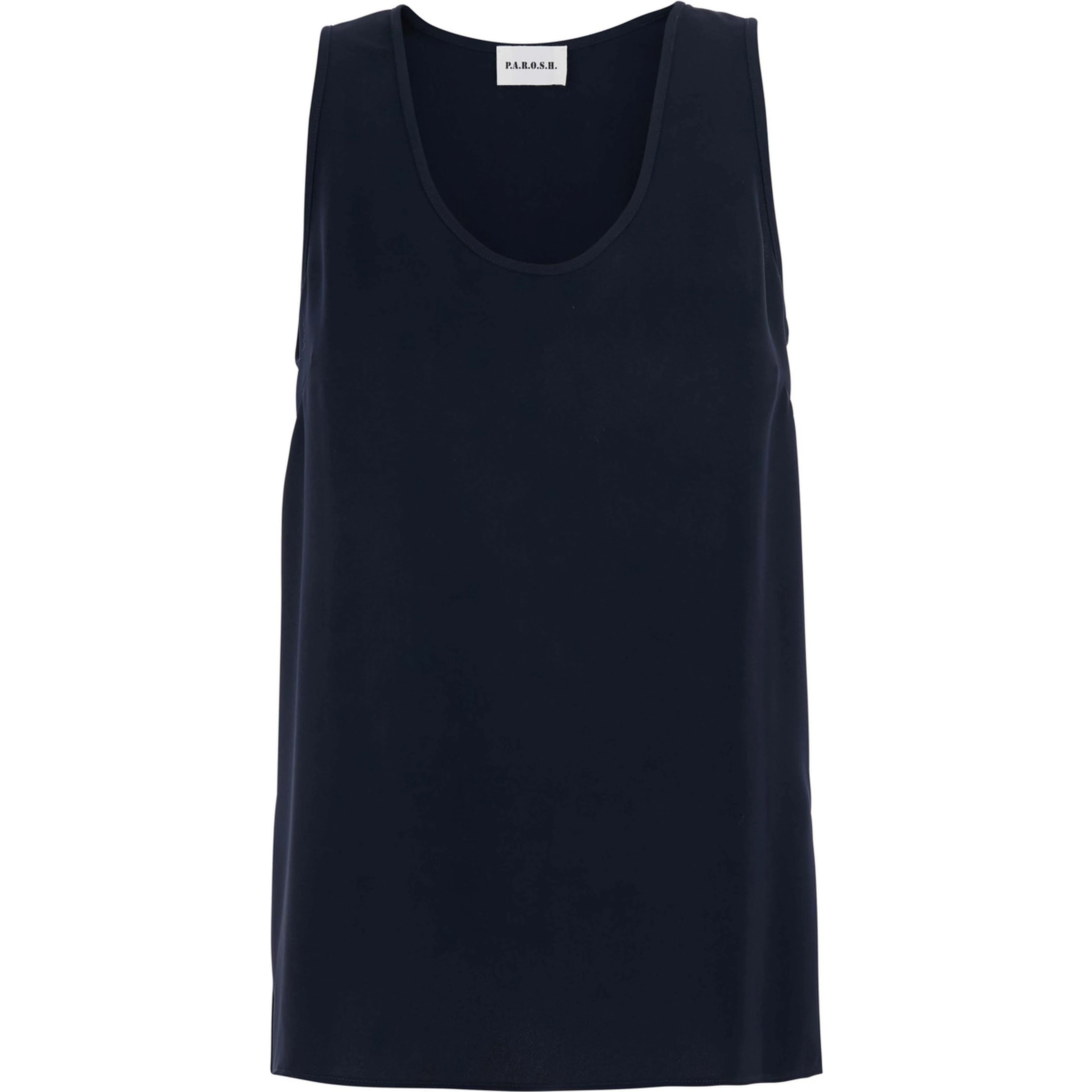 Blue Sleeveless Top with Round Neck in Fabric for Women