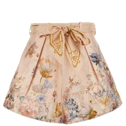 Valiant Tuck Short Skirt in pink silk and cotton for women