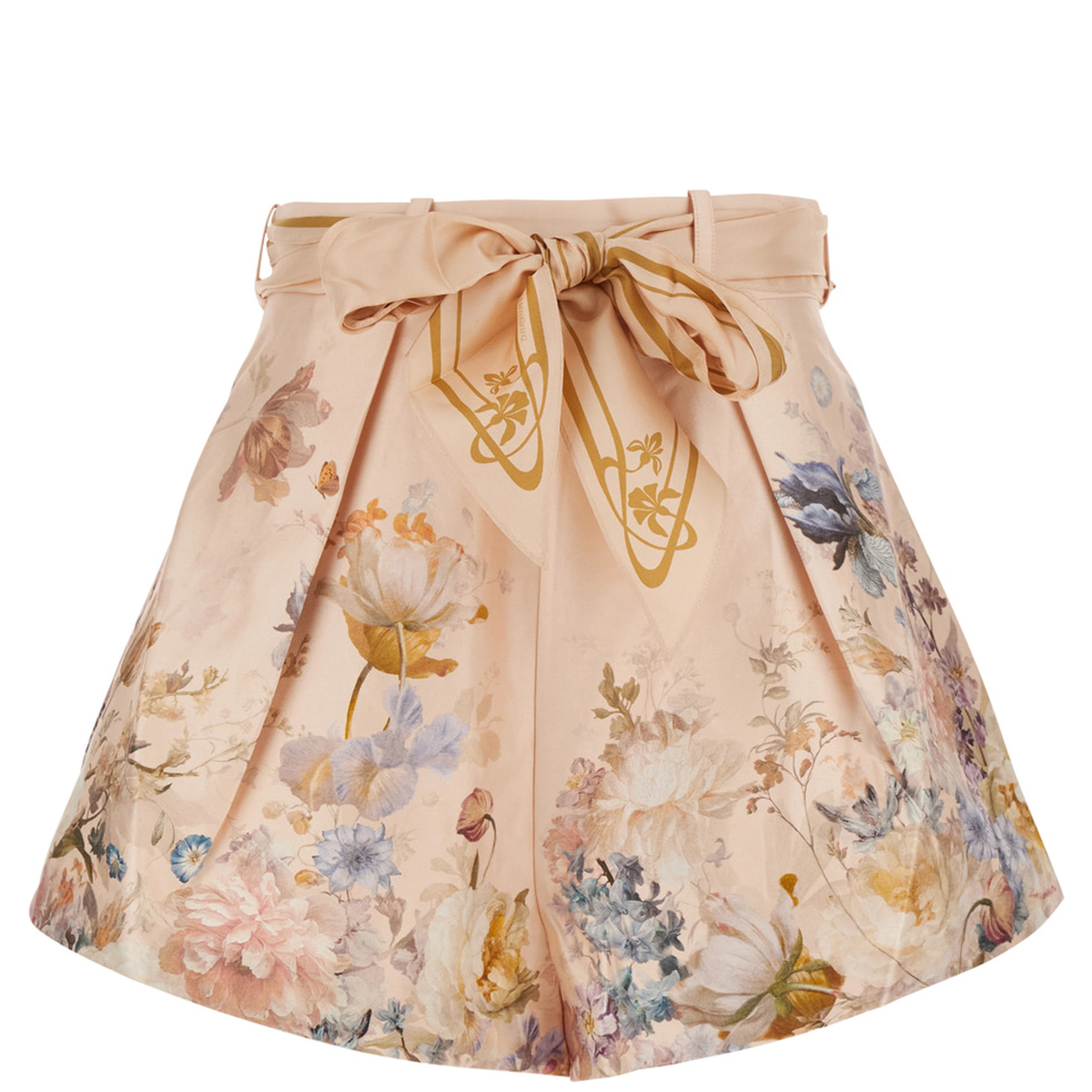 Valiant Tuck Short Skirt in pink silk and cotton for women
