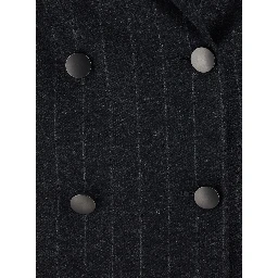 Grey Double-breasted suit with all-over stripes motif in wool blend for women