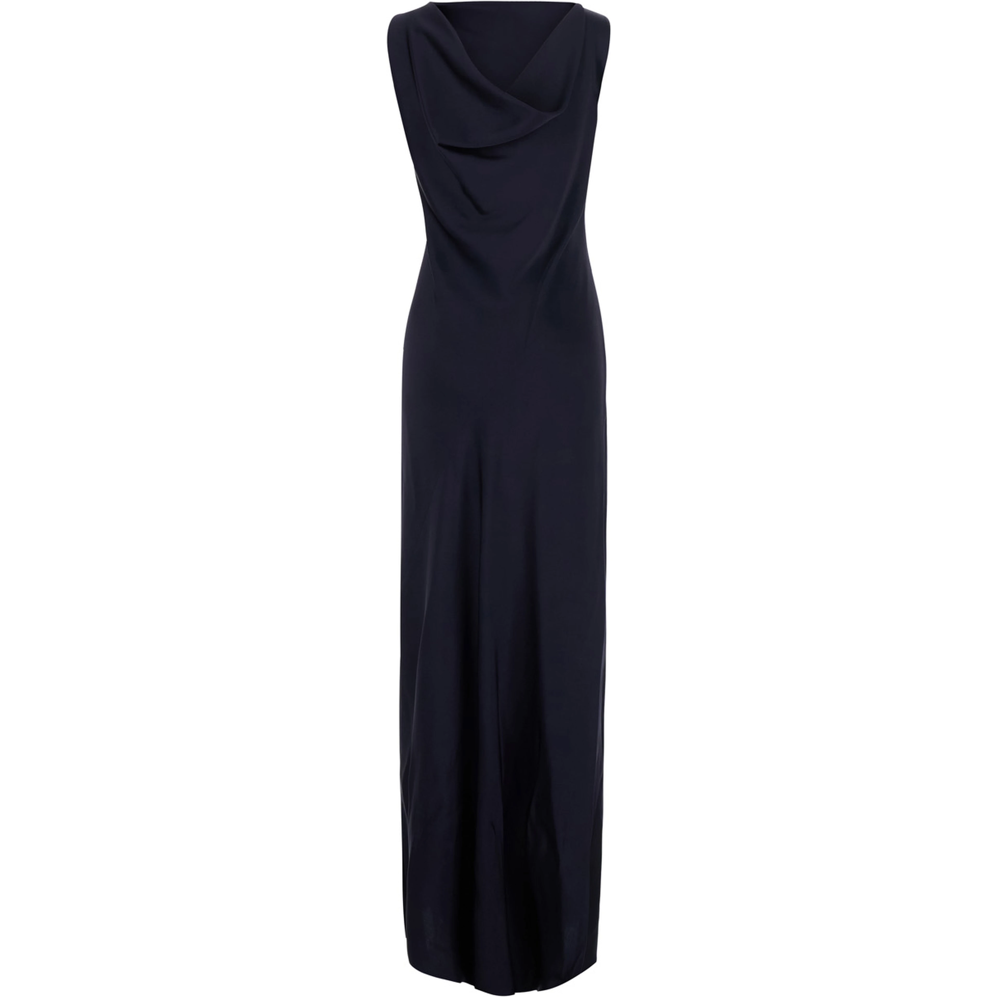 Mara Blue Long dress with Off-shoulder design in satin for women