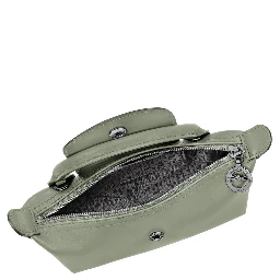 Le Pliage Xtra Gray Handbag with embossed logo on the front and adjustable and removable shoulder strap in leather for women