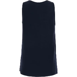 Blue Sleeveless Top with Round Neck in Fabric for Women