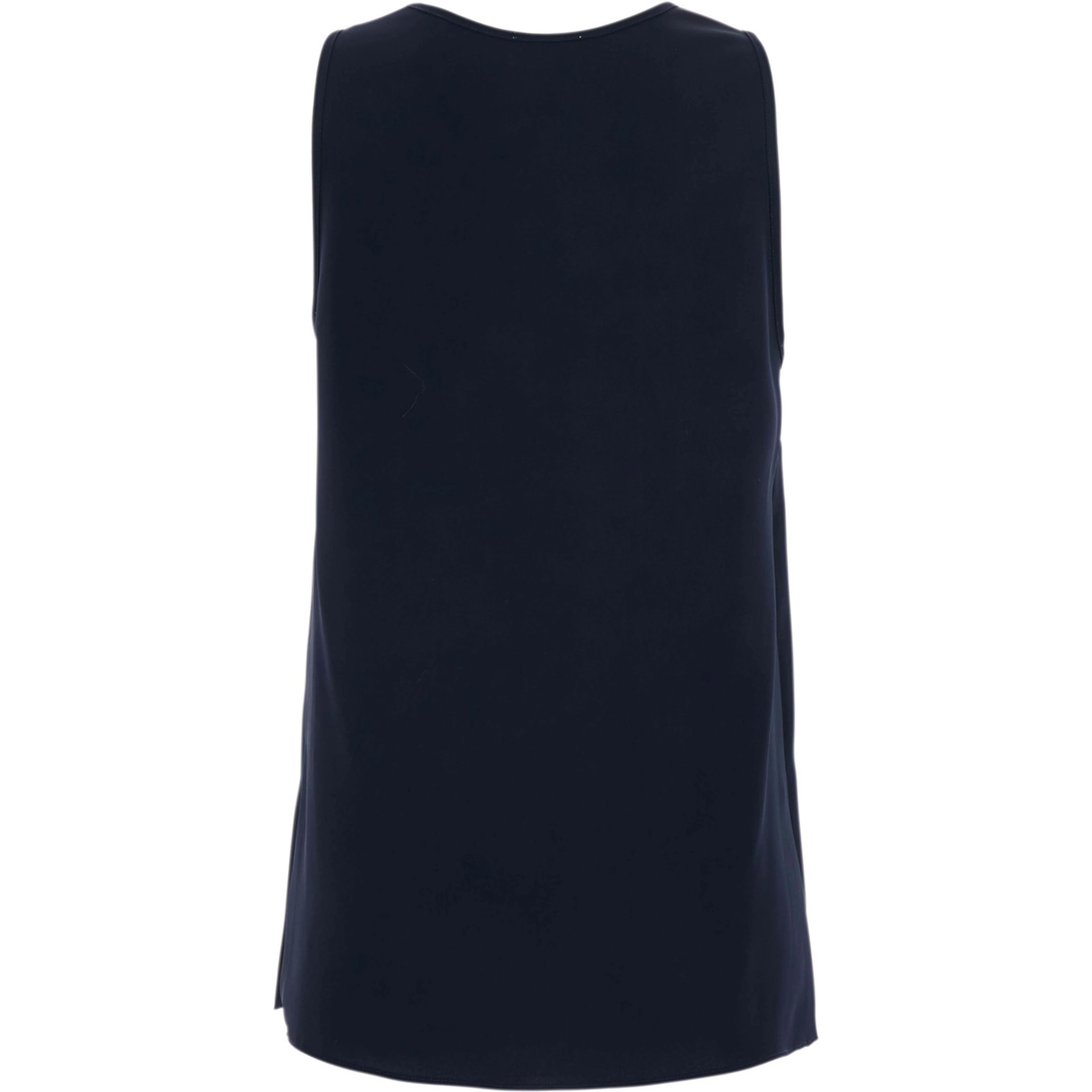 Blue Sleeveless Top with Round Neck in Fabric for Women