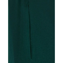 TIETE SATIN Pants with high waist and pockets in green for women