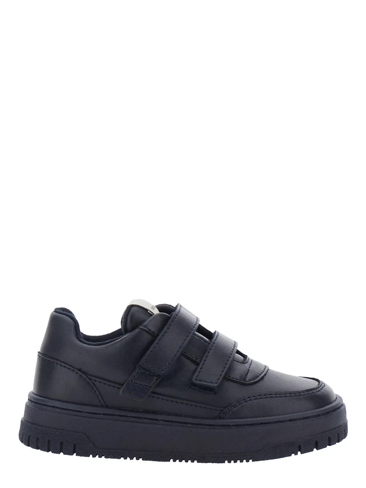 Blue Low Top Sneakers with Logo Patch on the Tongue in Leather Boy