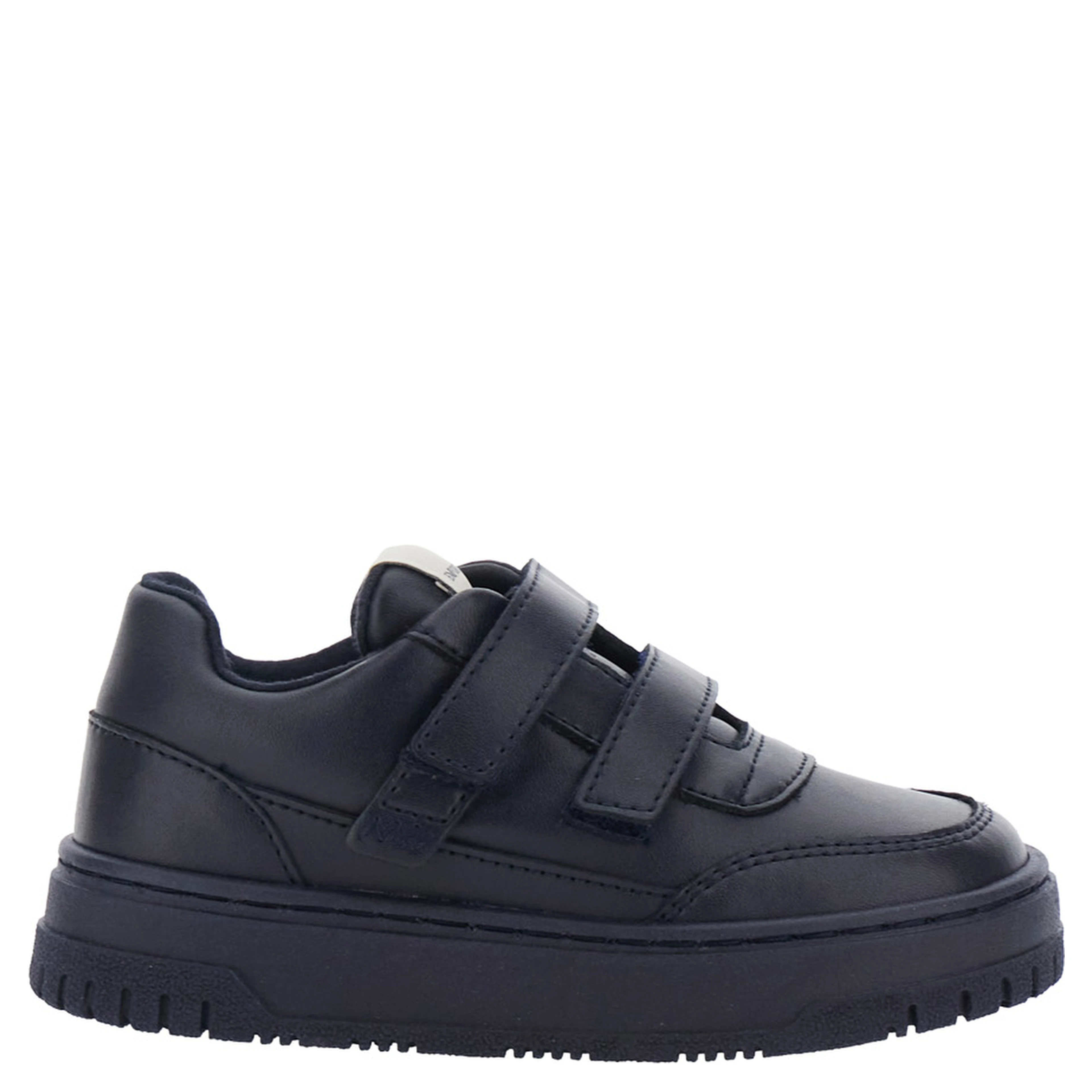 Blue Low Top Sneakers with Logo Patch on the Tongue in Leather Boy