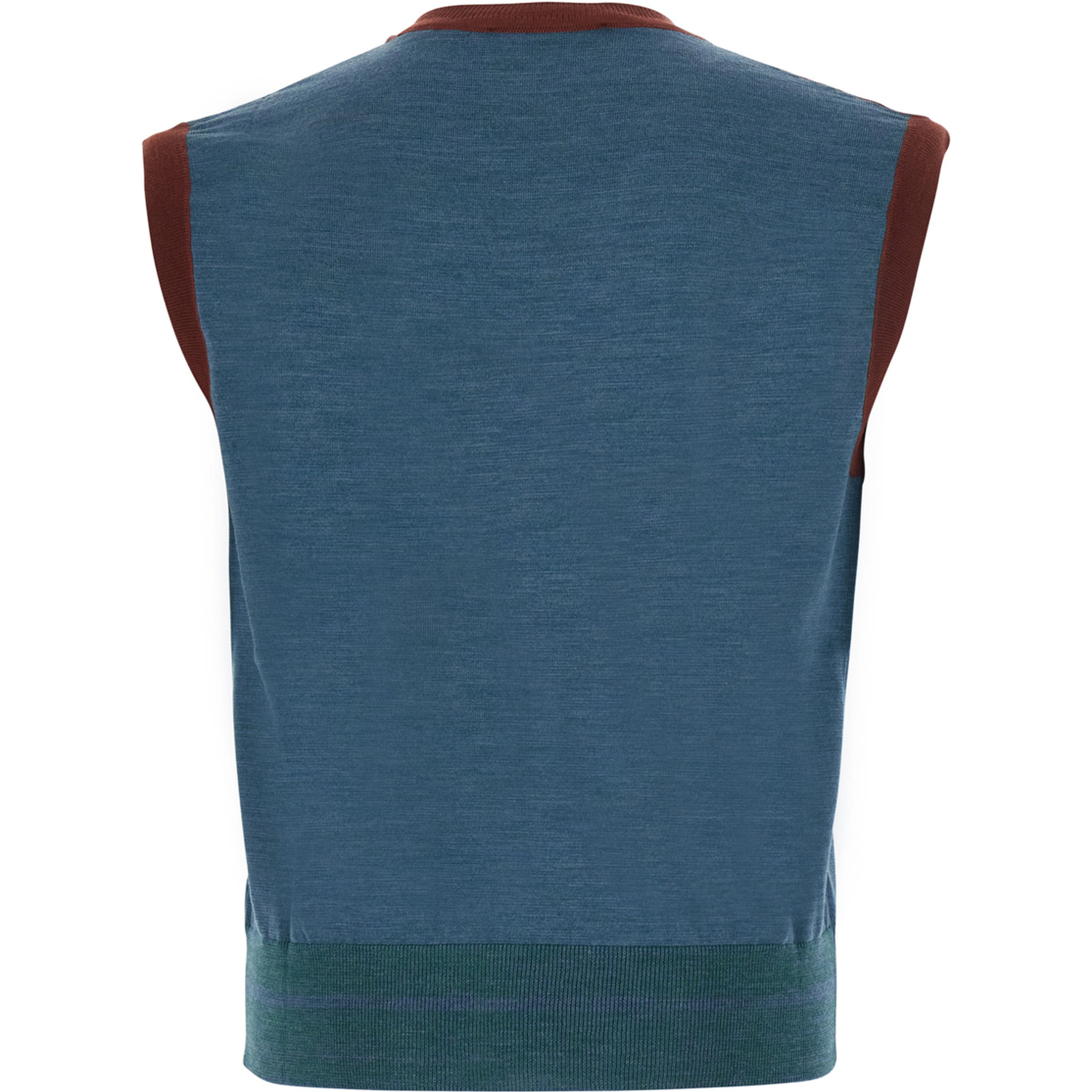 multicolor Crew neck vest with Argyle motif logo on the front in wool for men