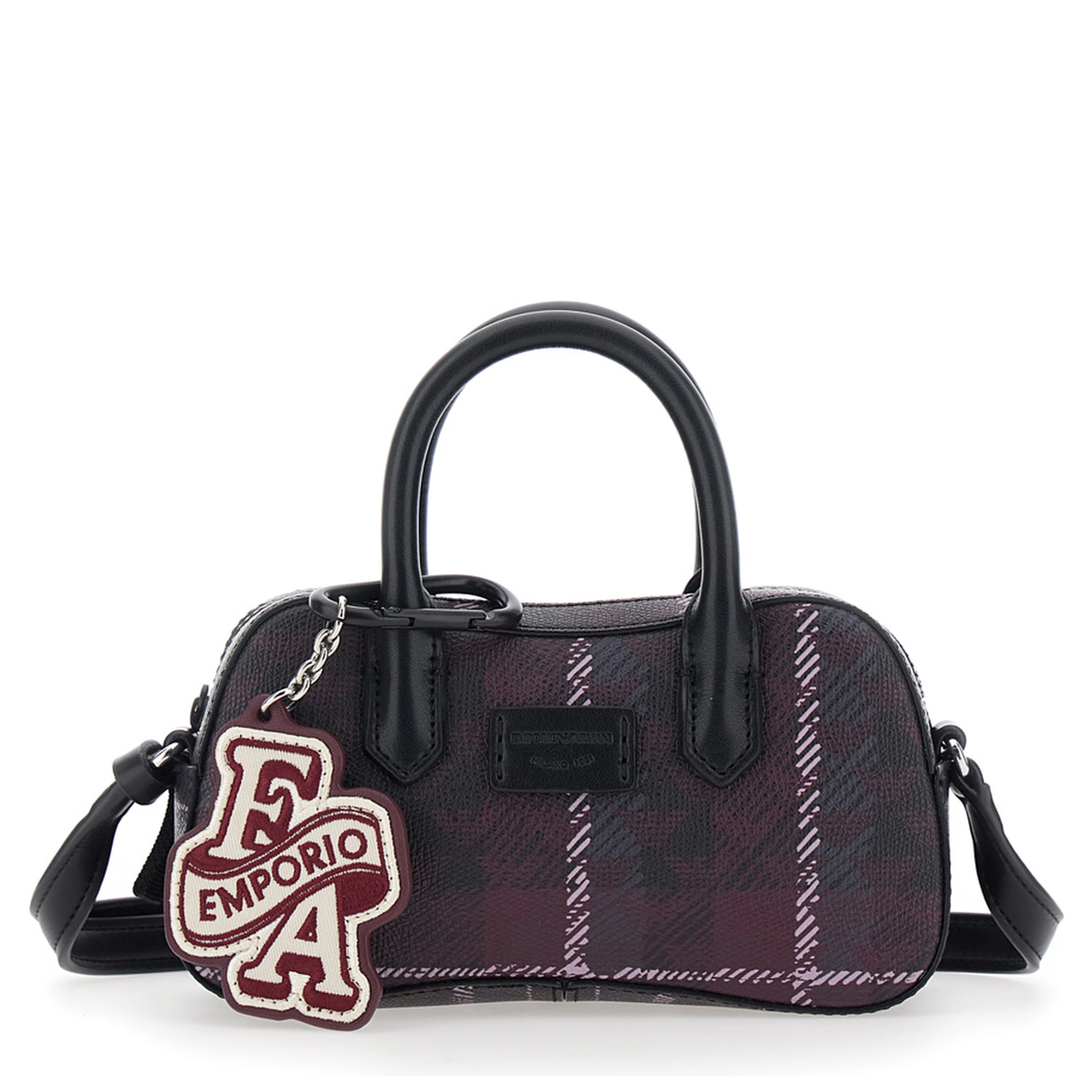 Brown Mini Bag with adjustable and removable shoulder strap and logo patch on the front in Tech Fabric Girl